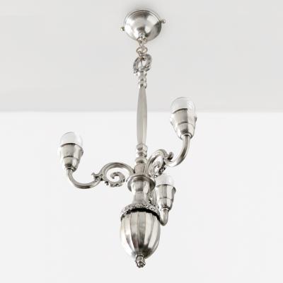  C G Hallberg ELIS BERGH 3 ARM SILVER PLATED CHANDELIER FOR C G HALLBERG SWEDEN