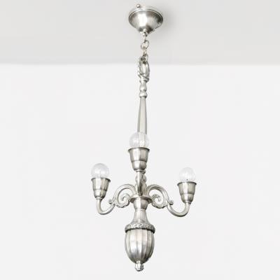  C G Hallberg ELIS BERGH 3 ARM SILVER PLATED CHANDELIER FOR C G HALLBERG SWEDEN