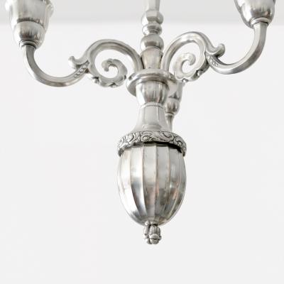  C G Hallberg ELIS BERGH 3 ARM SILVER PLATED CHANDELIER FOR C G HALLBERG SWEDEN