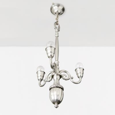  C G Hallberg ELIS BERGH 3 ARM SILVER PLATED CHANDELIER FOR C G HALLBERG SWEDEN