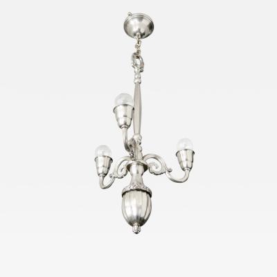  C G Hallberg ELIS BERGH 3 ARM SILVER PLATED CHANDELIER FOR C G HALLBERG SWEDEN