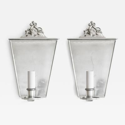 C.G. Hallberg - PAIR OF SWEDISH GRACE POLISHED PEWTER SCONCES BY, C.G.  HALLBERG, STOCKHOLM.