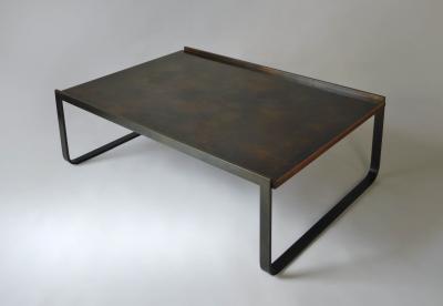  C J Peters Bronze and Wood Low Table