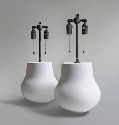  C J Peters Pair of plaster lamps