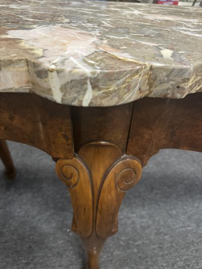  C Smith Son FRENCH ART NOUVEAU SIX CABRIOLE LEG CARVED WOOD AND MARBLE CONSOLE