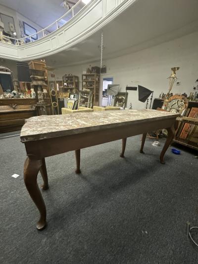  C Smith Son FRENCH ART NOUVEAU SIX CABRIOLE LEG CARVED WOOD AND MARBLE CONSOLE