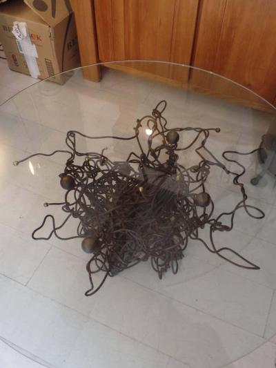  C sar French Mid Century Coffee Table Sculpture in Compressed Copper Bronze Cesar