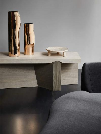  CHRISTOPHE DELCOURT LARGE TRAVERTINE ARC FRUITBOWL