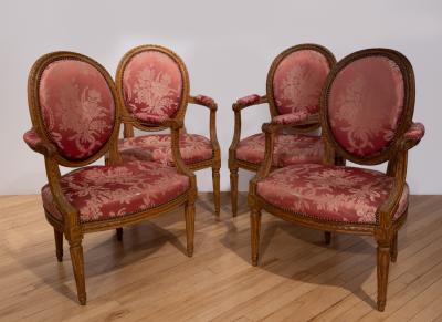  CLAUDE LOUIS MARIETTE A SET OF FOUR LOUIS XVI FAUTEUILS LA REINE