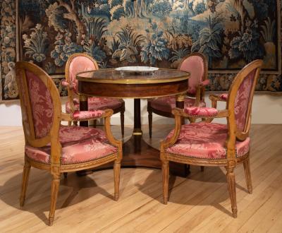  CLAUDE LOUIS MARIETTE A SET OF FOUR LOUIS XVI FAUTEUILS LA REINE