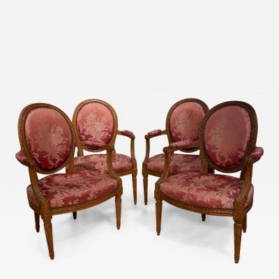  CLAUDE LOUIS MARIETTE A SET OF FOUR LOUIS XVI FAUTEUILS LA REINE