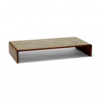  COMTE Coffee Table in Sanded Oak with Shagreen Tile Top by Jean Michel Frank