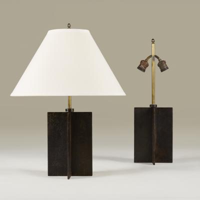  COMTE Pair of Jean Michel Frank Croisillon iron Lamps by Comte Argentina c 1935