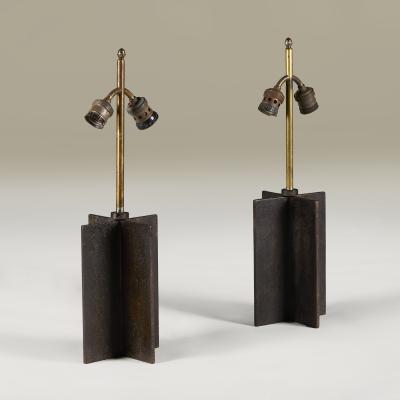  COMTE Pair of Jean Michel Frank Croisillon iron Lamps by Comte Argentina c 1935