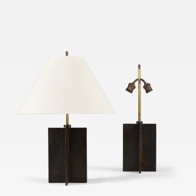  COMTE Pair of Jean Michel Frank Croisillon iron Lamps by Comte Argentina c 1935