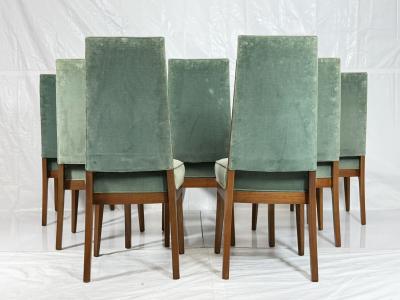  Cal Mode Set of 8 Cal Mode Walnut and Sage Green Dining Chairs Los Angeles 1960s