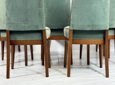  Cal Mode Set of 8 Cal Mode Walnut and Sage Green Dining Chairs Los Angeles 1960s