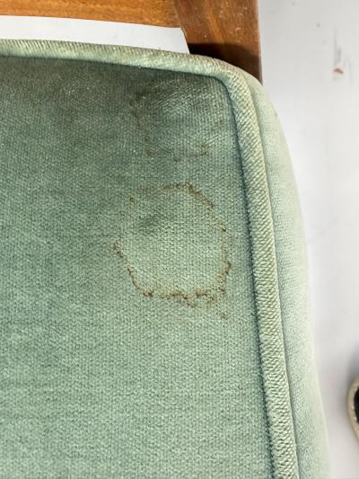  Cal Mode Set of 8 Cal Mode Walnut and Sage Green Dining Chairs Los Angeles 1960s