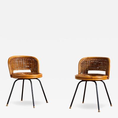  Calif Asia Wicker Swivel Stool Chairs by Calif Asia