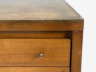 Calvin Furniture Calvin Group Calvin Mid Century Paul McCobb Leather Cane Brass Side Table USA 1950s