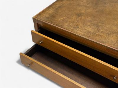 Calvin Furniture Calvin Group Calvin Mid Century Paul McCobb Leather Cane Brass Side Table USA 1950s