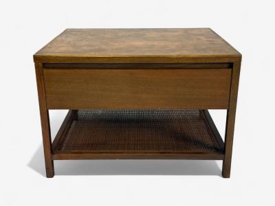 Calvin Furniture Calvin Group Calvin Mid Century Paul McCobb Leather Cane Brass Side Table USA 1950s