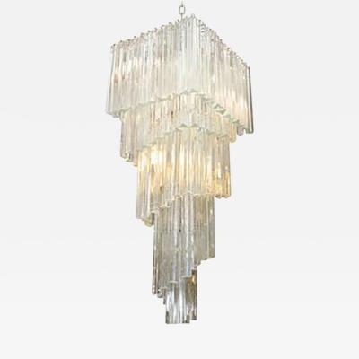  Camer Glass Dramatic Five Tier Murano Glass Chandelier by Camer