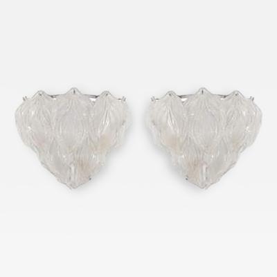  Camer Glass Gorgeous Pair of Camer Murano Glass Leaf Sconces