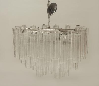  Camer Glass Italian Post War Design Multi Tiered Oval Shaped Chandelier
