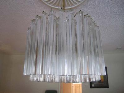  Camer Glass Large Oval Venini Camer Tiered Triedri Murano Chandelier