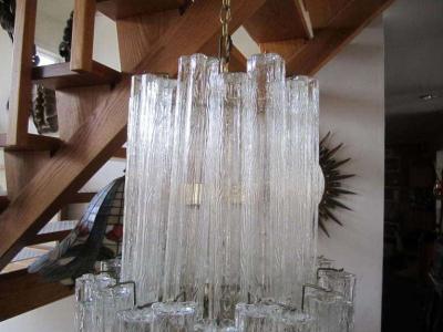  Camer Glass Monumental 6 Foot Camer Venini Glass Tronchi Tube Chandelier Mid century Modern