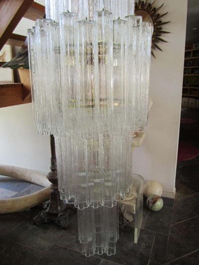  Camer Glass Monumental 6 Foot Camer Venini Glass Tronchi Tube Chandelier Mid century Modern