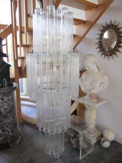  Camer Glass Monumental 6 Foot Camer Venini Glass Tronchi Tube Chandelier Mid century Modern