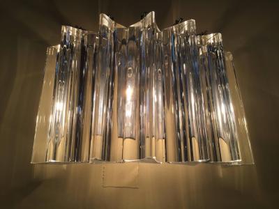  Camer Glass Pair of One Tier Rounded Design Sconces