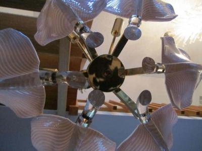  Camer Glass Stunning Pink Camer Glass Lily Chandelier Hollywood Regency
