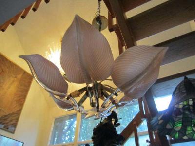  Camer Glass Stunning Pink Camer Glass Lily Chandelier Hollywood Regency