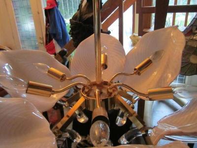  Camer Glass Stunning Pink Camer Glass Lily Chandelier Hollywood Regency