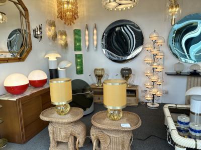  Candle Milan Large Floor Lamp Metal and White Smoke Glass Globe by Candle Italy 1970s