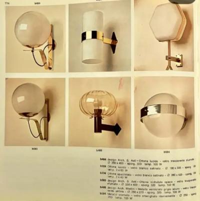  Candle Milan Sergio Asti pair of Model B464 glass brass wall lights by Candle Italy 1960s