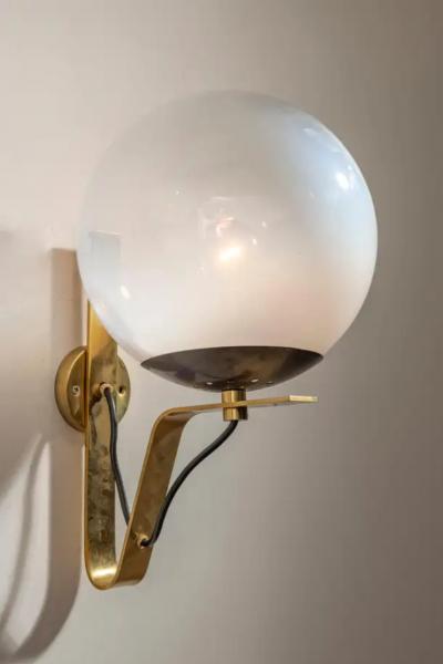  Candle Milan Sergio Asti pair of Model B464 glass brass wall lights by Candle Italy 1960s