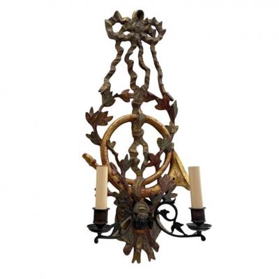  Cannell Chaffin Pair of 18th C Style Cannell Chaffin Giltwood Light Sconces