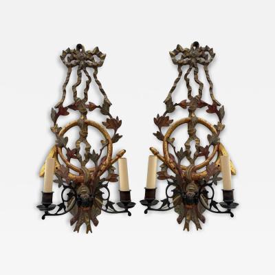  Cannell Chaffin Pair of 18th C Style Cannell Chaffin Giltwood Light Sconces