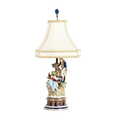  Capodimonte Antique Capodimonte Porcelain Figural Group Designer Lamp