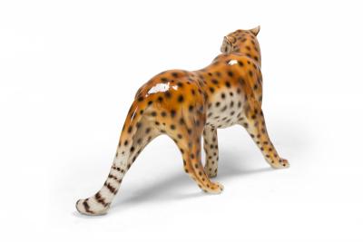  Capodimonte Italian Glazed Porcelain Striding Leopard Sculpture manner of Capodimonte 