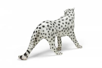  Capodimonte Italian Glazed Porcelain Striding Snow Leopard manner of Capodimonte 