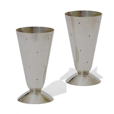 Carl Hallberg Workshop Pair of Modernist Candlesticks Vases by Carl Gustave Hallberg