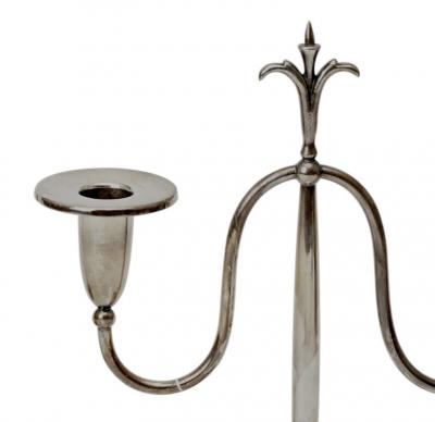  Carl Hallberg Workshop Pair of Silvered Art Deco Candelabra by Elis Bergh for C G Hallberg