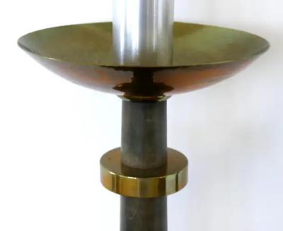  Carl Moser Carl Moser Studios Standing Floor Candle Holders in Brass and Wood Switzerland