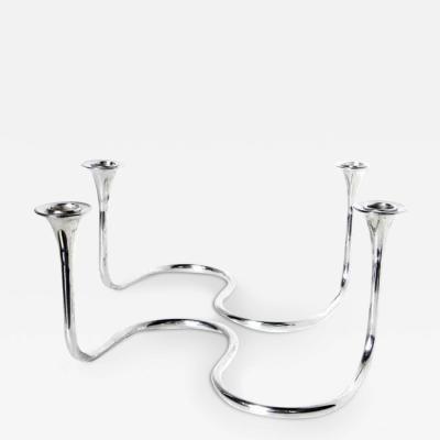  Carlo Mario Camusso Pr Mid Century Modernist Sterling Silver Candleholders by Carlo Camusso Ca 1955