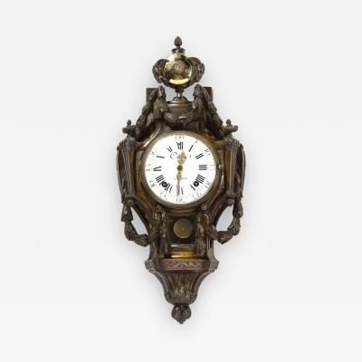  Caron 18th Century Neoclassical Bronze Polished Brass Wall Clock w Chime by Caron